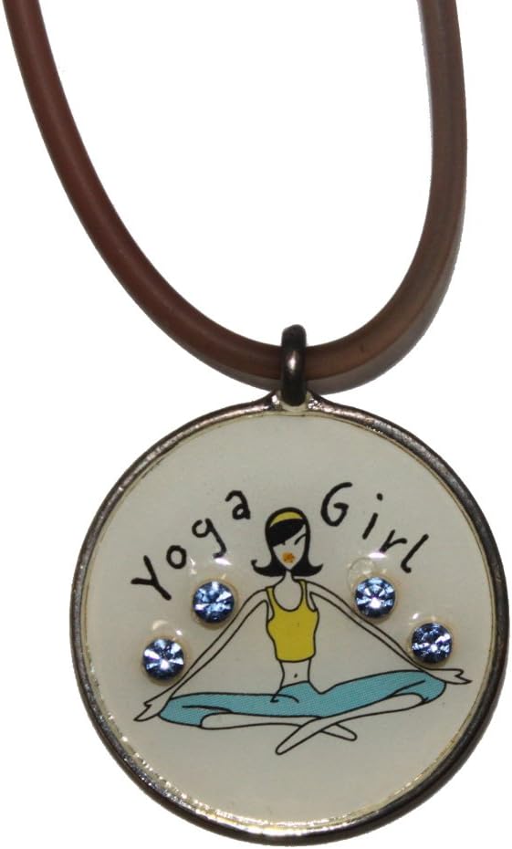 1556 - Necklace Yoga Girl On Gray Leather - |Clear-158|