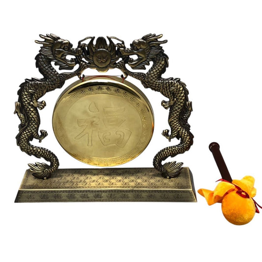 1568 - Deluxe 8 Inch Dragon Gong With Mallet For Dojo Decor