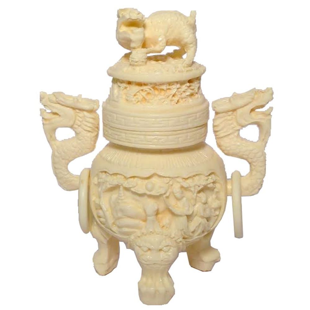 1592 - Small Faux Ivory Incense Burner 5" |19-31|Pod 3-47|