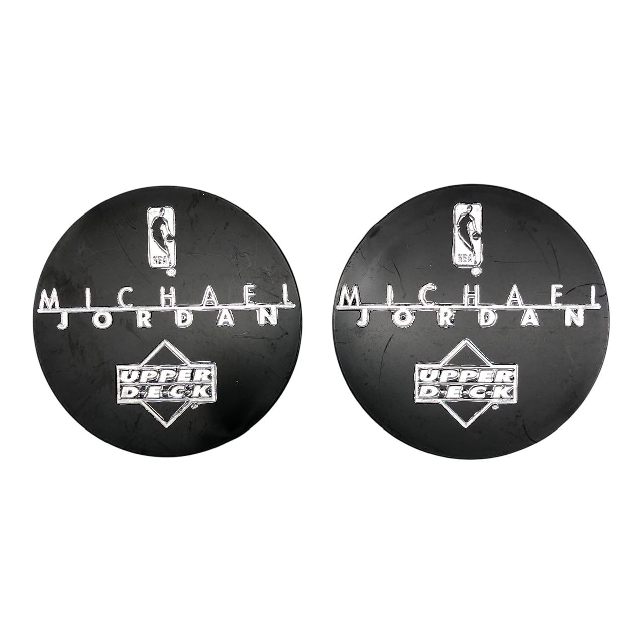 16044 - set of 2 Michael Jordan Upper Deck Plastic 4" Coaster Pog Board |Pogs,G-81|