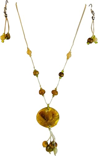 1614 - Necklace/Earring Pressed Flower - |Clear-36|