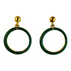 17194 - Beautiful Green and Gold Circle Stud Earrings with Elegant Design