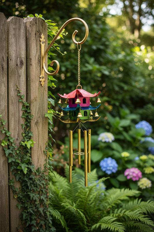18012 - 5" Three Tier Two House Pagoda Windchime |12-18|