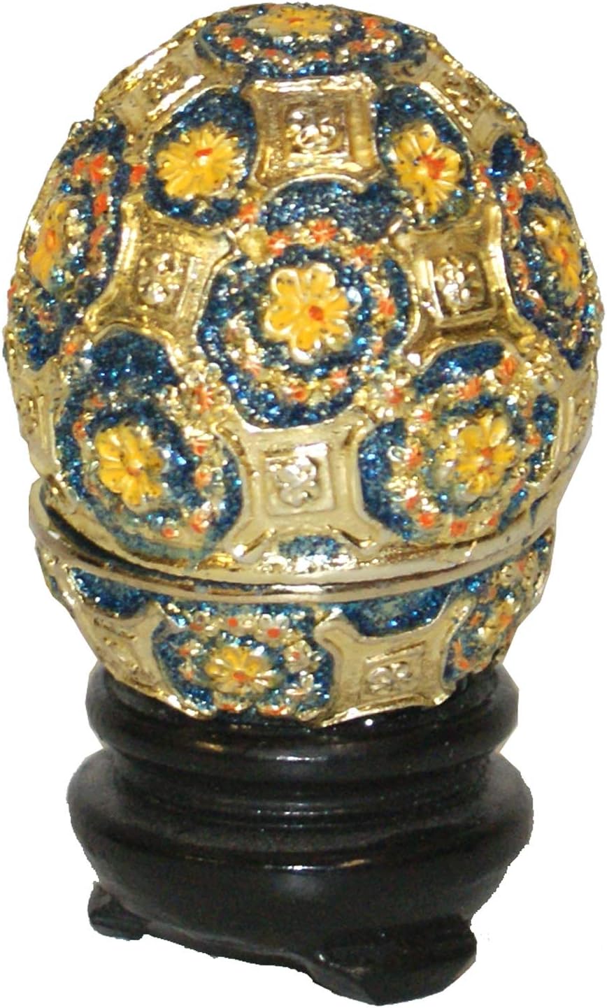 1829 - 3" Blue & Gold Egg - Opening - |1-33|