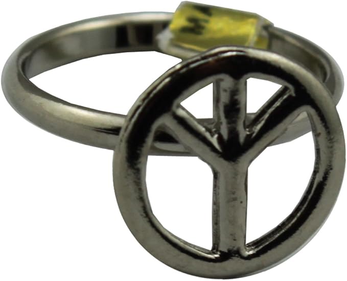 1918 - Ring Silver Peace Sign - |Clear-66|