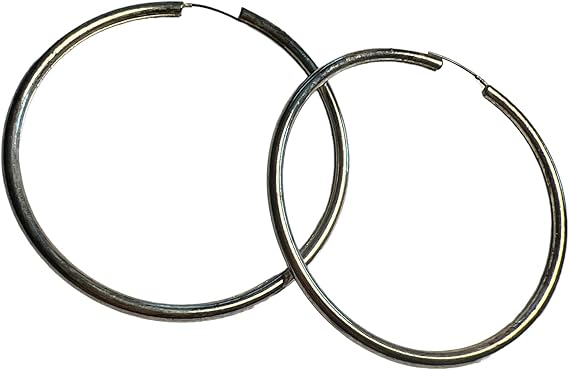 19218 - 2" Silver Hoop Earrings - |Clear-30|