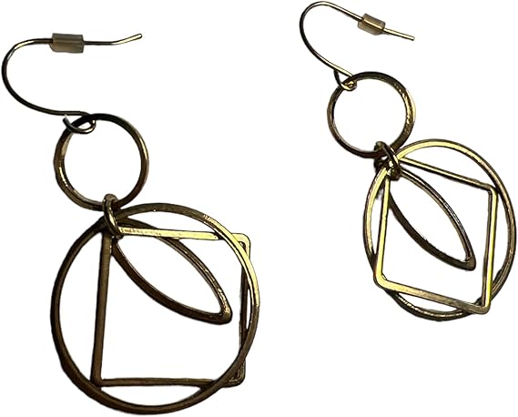 19507 - Gold Geometric Shapes Earrings - |Clear-30|