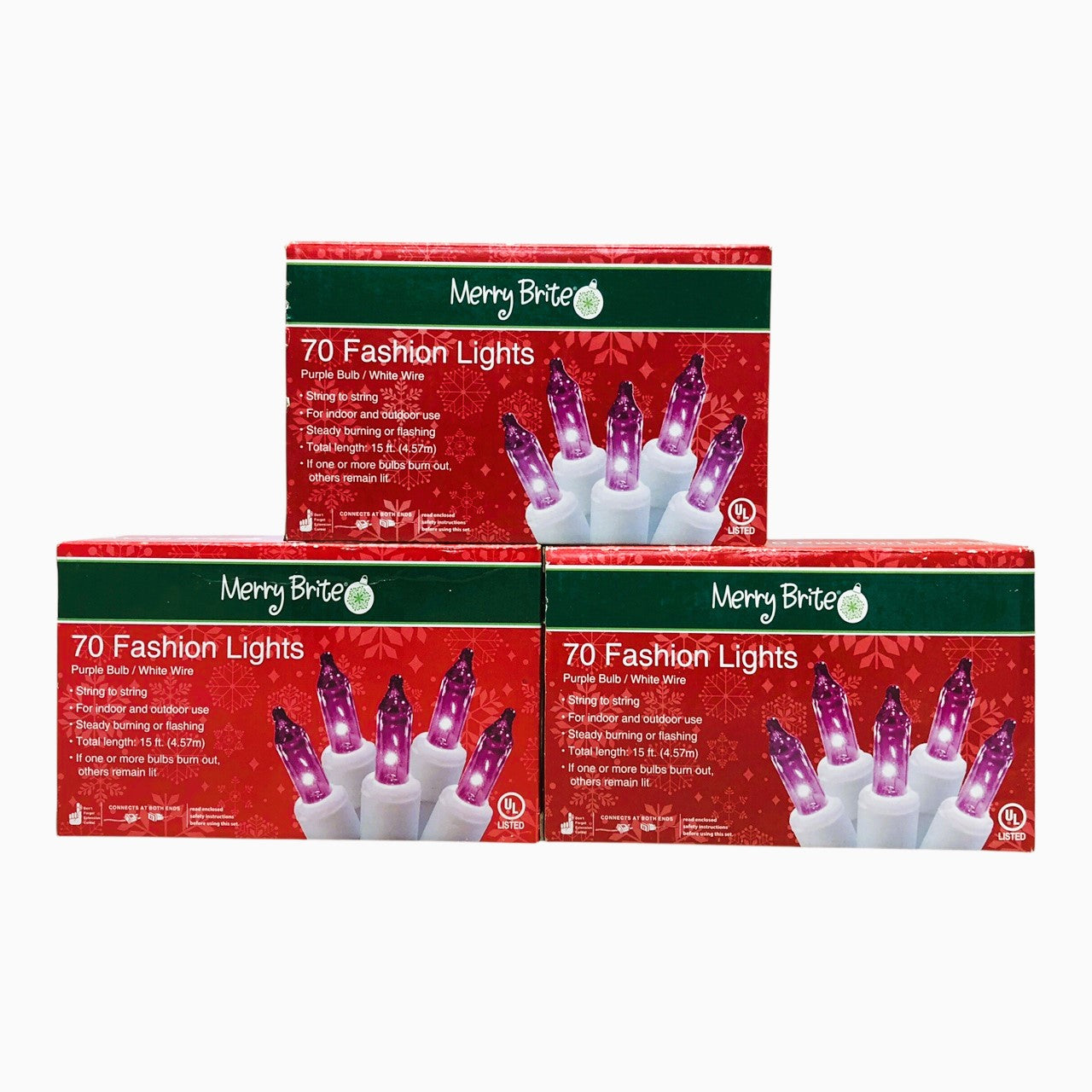 20230 - Merry Brite 70 ct Purple Lights Set of Three - |G-22|