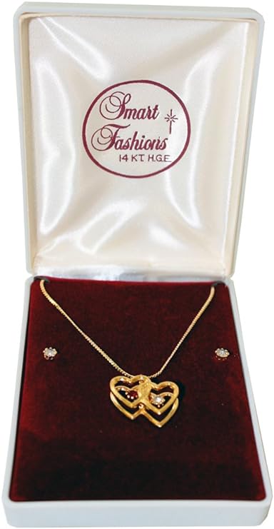 20440 - Gold Color Double Heart 14" Necklace and Earrings Set