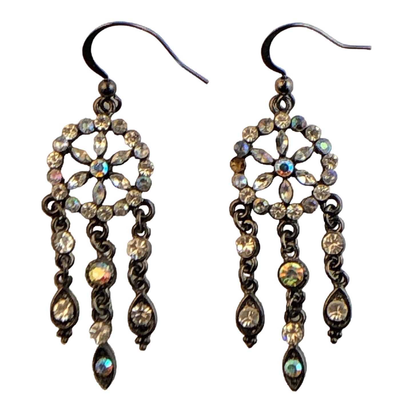 20690 - Dangle Wheel Rhinestone Earring |Clear-227|