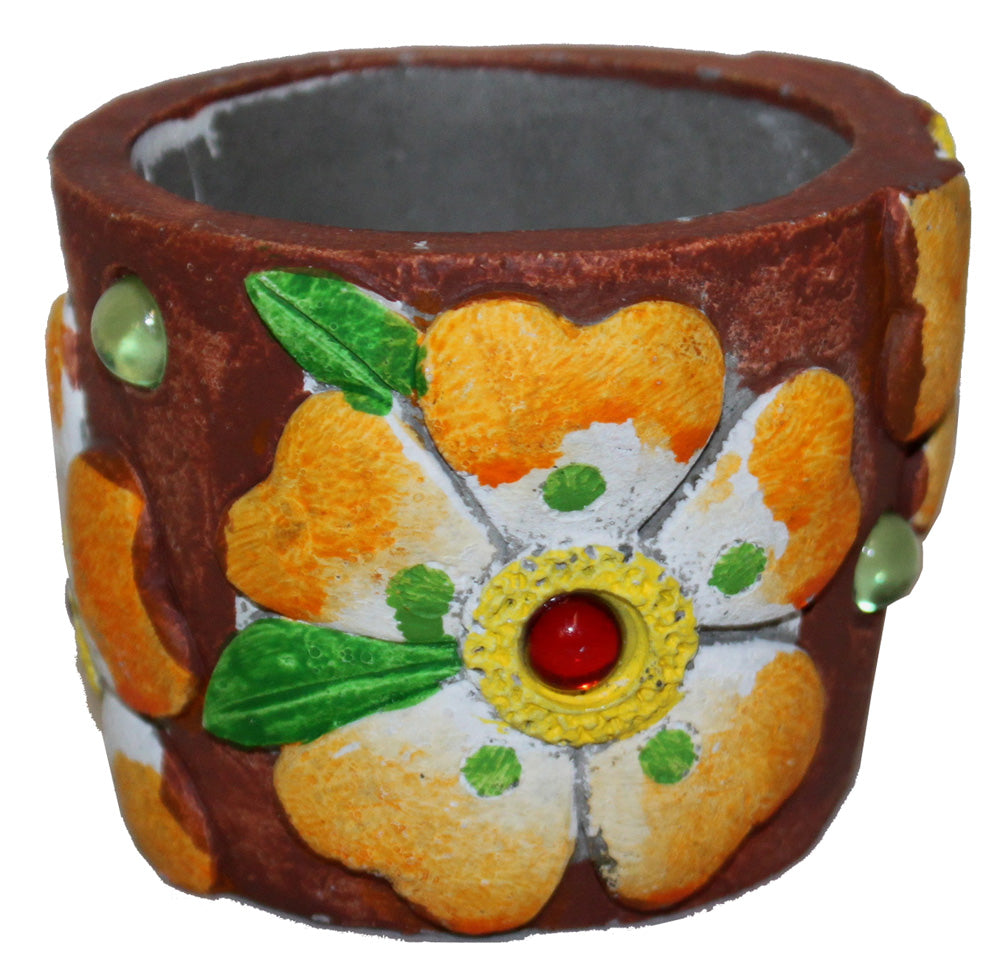 20837 - Orange/White 3" Flower Pot |17-26|