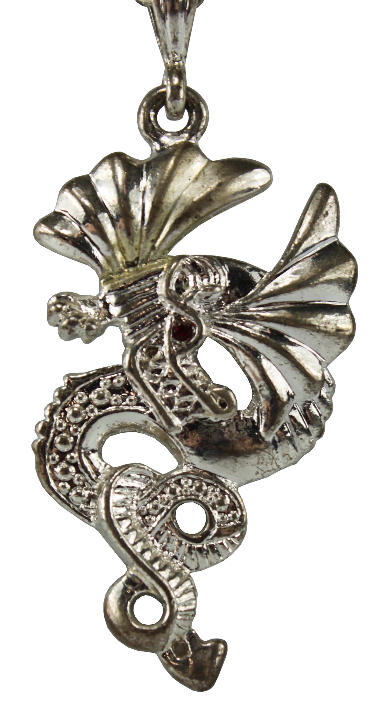 2119 - 19.5" Chain with 2.5" Silver Dragon Necklace - |Clear-26|
