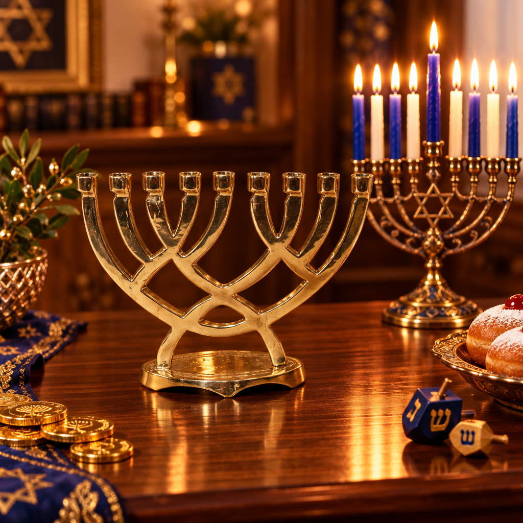 21632 - 6.5" Menorah Candle Holder Brass |TBD|