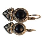 21663 - Elegant Onyx and Heart Shaped Earrings for Sophisticated Everyday Wear |Clear-107|