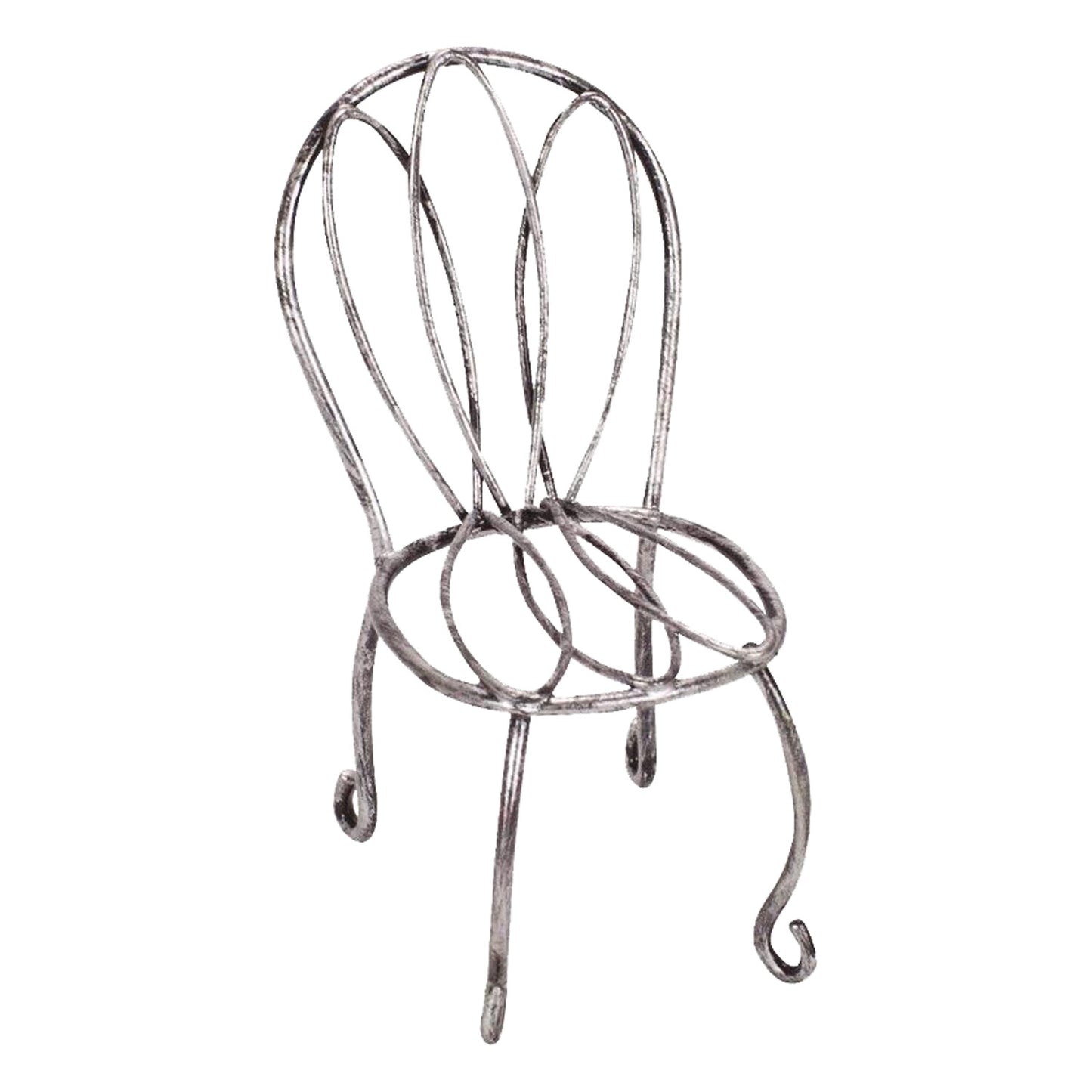 21762 - SET OF 2 FAIRY GARDEN METAL 3.5" Silver Wire Chair |1-29| (Processed)