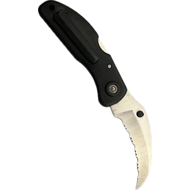 2233 - 2.5" Serrated Scythe Blade Folding Knife (#7002) - |110|