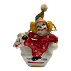 22357 - Charming 4.5 Inch Clown Figure Seated On A Classic Rocking Horse Toy For Collectors |1-26|