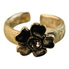 22379 - Elegant Large Silver Flower Toe Ring with Clear Accent for Women's Fashion |107|