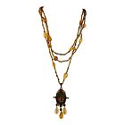 22442 - Elegant Triple Beaded Amber Choker With Clear Accents, 16-Inch Length |Clear-91|