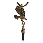 22464 - Stylish Hawk Necklace With Black Crystal Pendant And 24-Inch Chain |Clear-91|