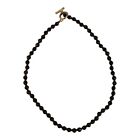22590 - Sleek Black Beaded Choker Necklace, 19-Inch Edgy Elegant Accessory for Wardrobe |Clear-91|