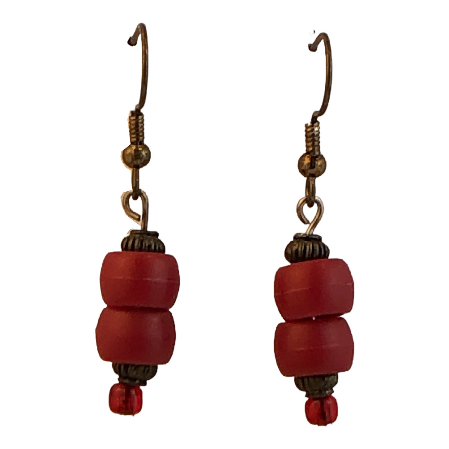 22729 - 1.5 Inch Plastic Red Bead Earrings for Everyday Wear and Style |Clear-65|
