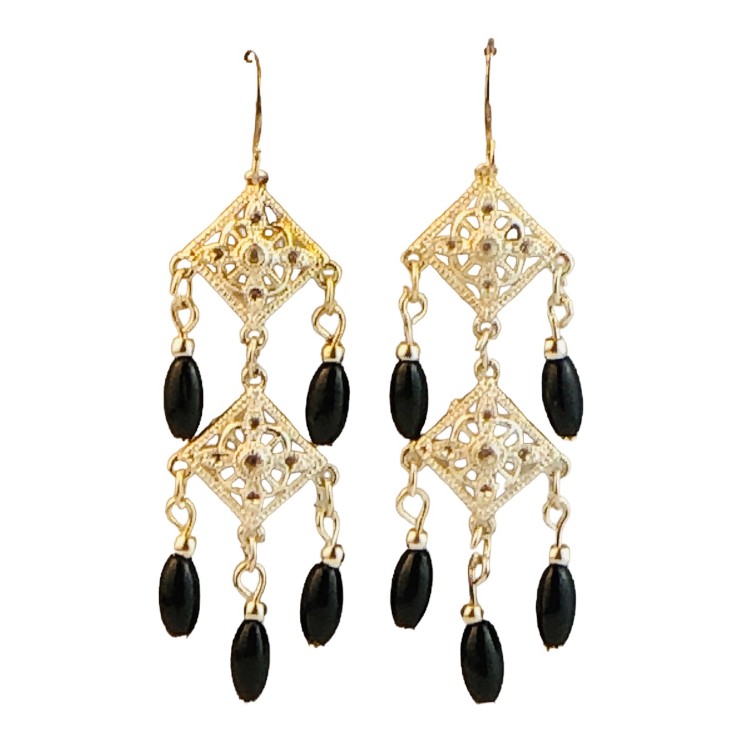 22731 - Sleek Black Dangle Earring with Timeless Elegance, Clear Accents and Graceful Swing |Clear-65|
