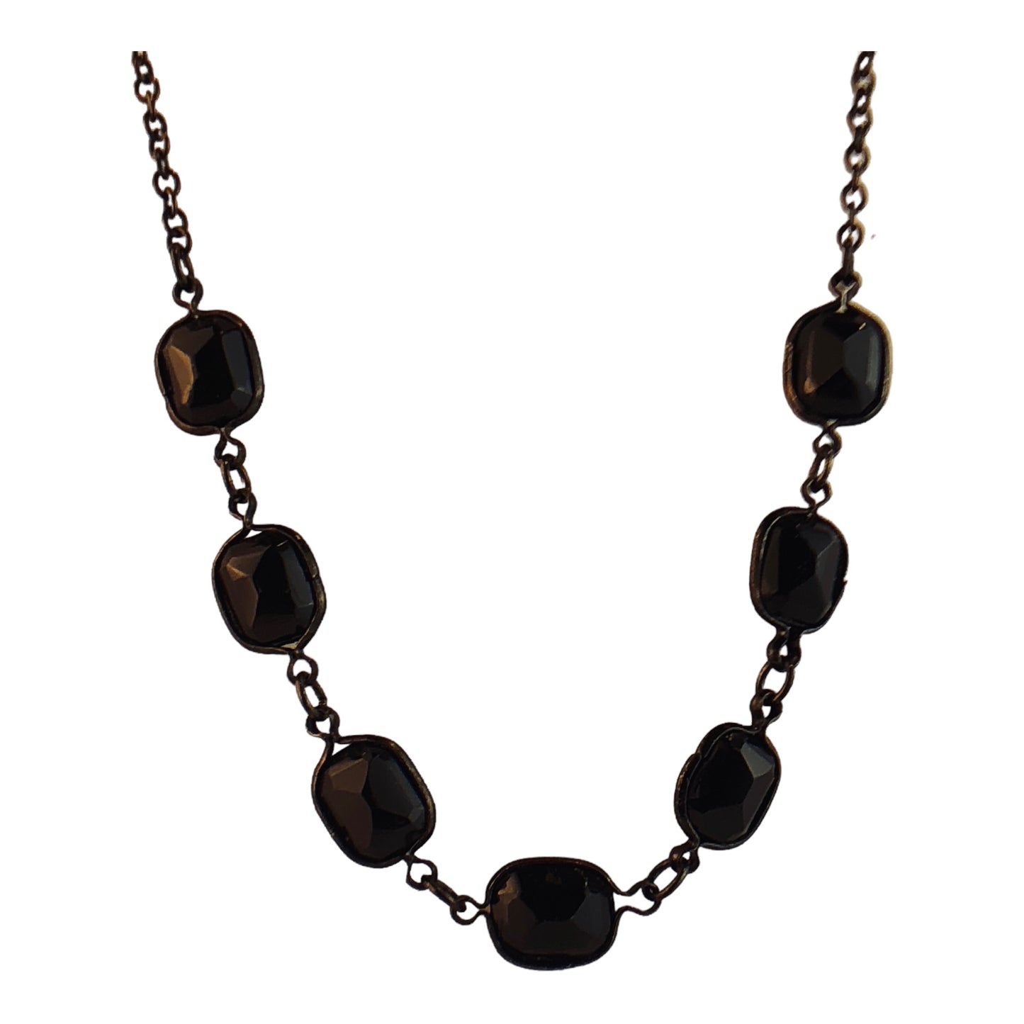 22754 - Stunning 16" Flat Black Stone Choker Necklace for Modern Style |Clear-65|