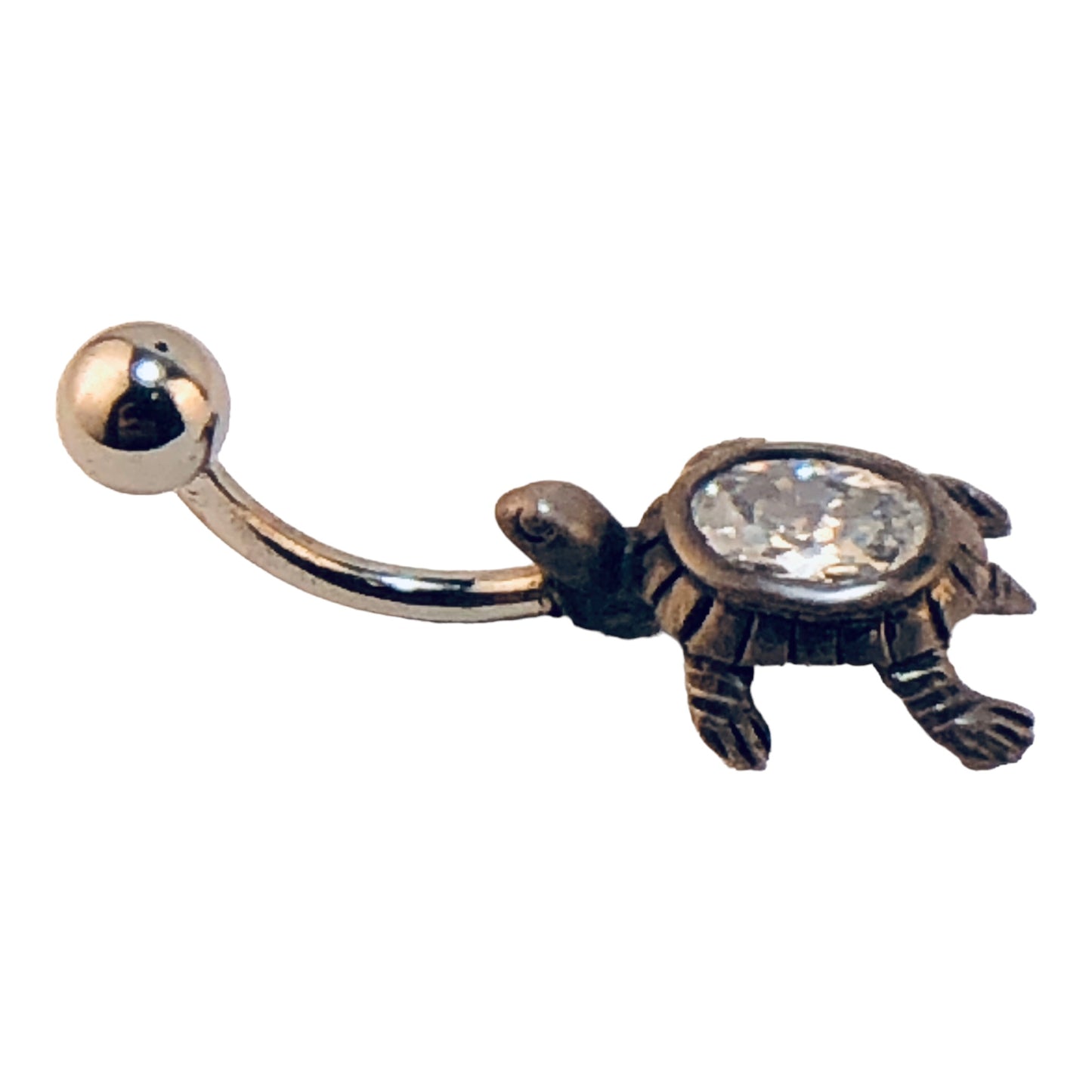 5511 - Turtle Crystal Belly Ring - |Clear-56|