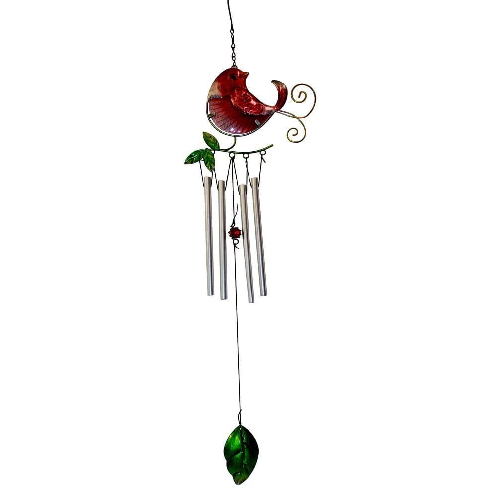 22 - Red Bird Green Twig Windchime - |G-6|