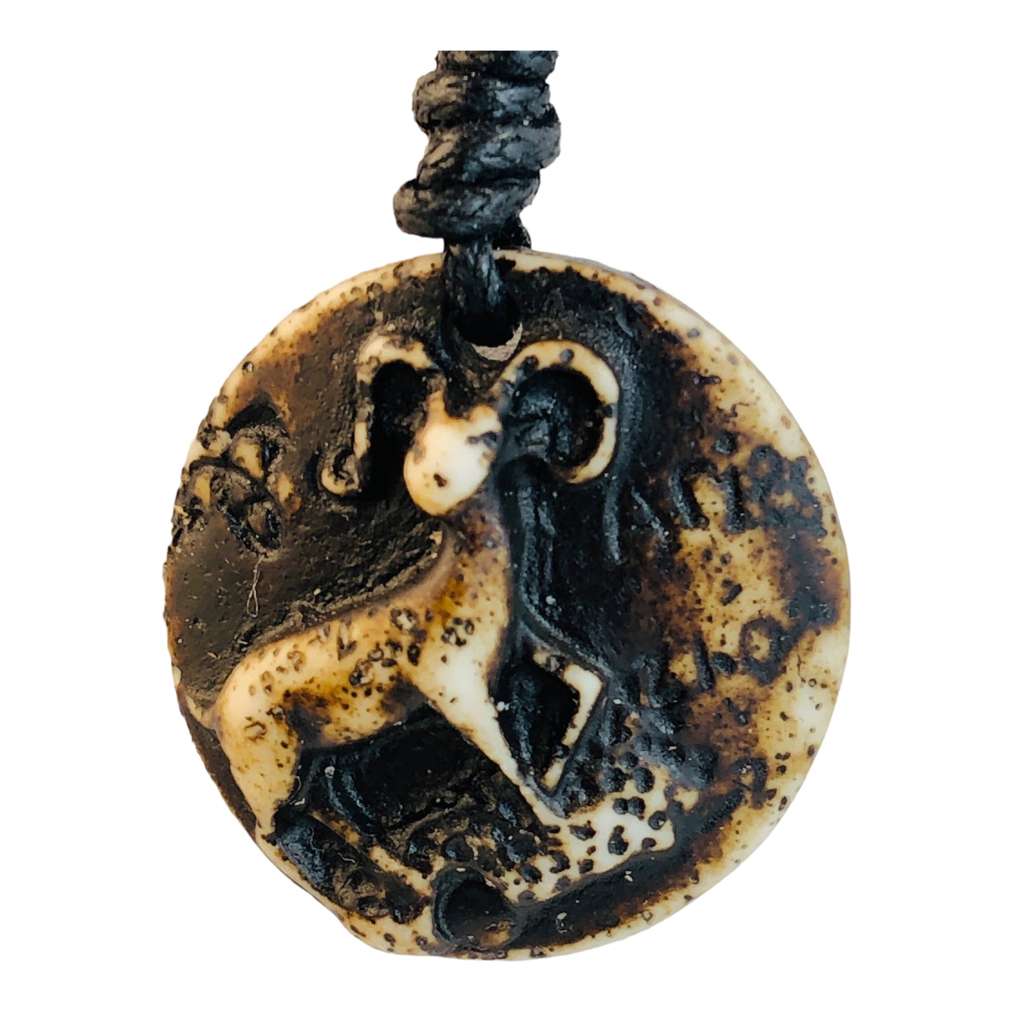 23228 - Aries ZODIAC Rustic Style Necklace With Weathered Bronze Disc Pendant |Clear-195|
