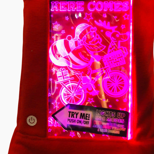 23264 - Light Up Color Changing 16" Christmas Stocking-Santa on Bike |Pod 2-50|