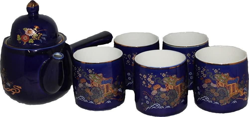 2327 - Blue Carriage 5 Cup Tea Set - |A-08|