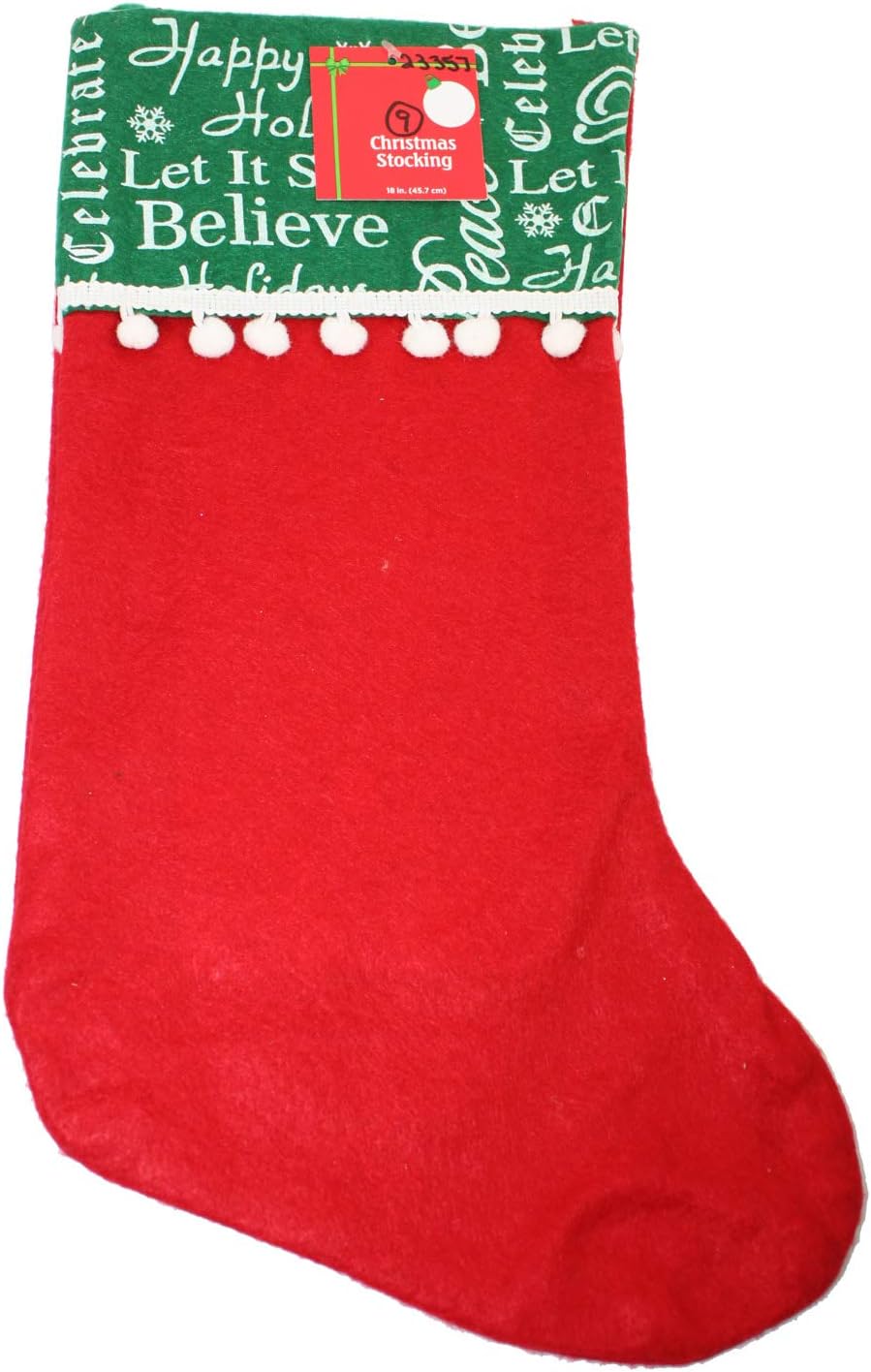 23357 - Inspirational 18" Green and Red Christmas Stocking with Vibrant Hues |Pod 2-54|