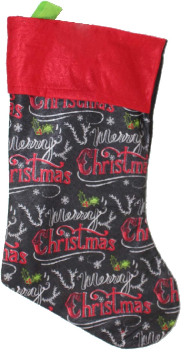 23358 - Festive Merry Christmas Black and Red 16-Inch Christmas Stocking |Pod 2-54|