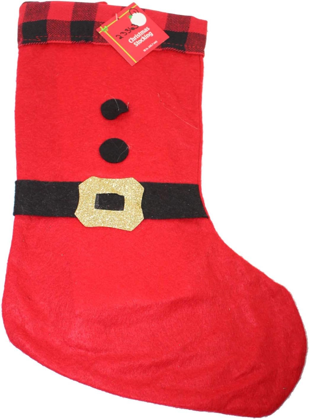 23363 - 16" Classic Santa Boot Shaped Christmas Stocking with Gleaming Gold Buckle |Pod 2-54|