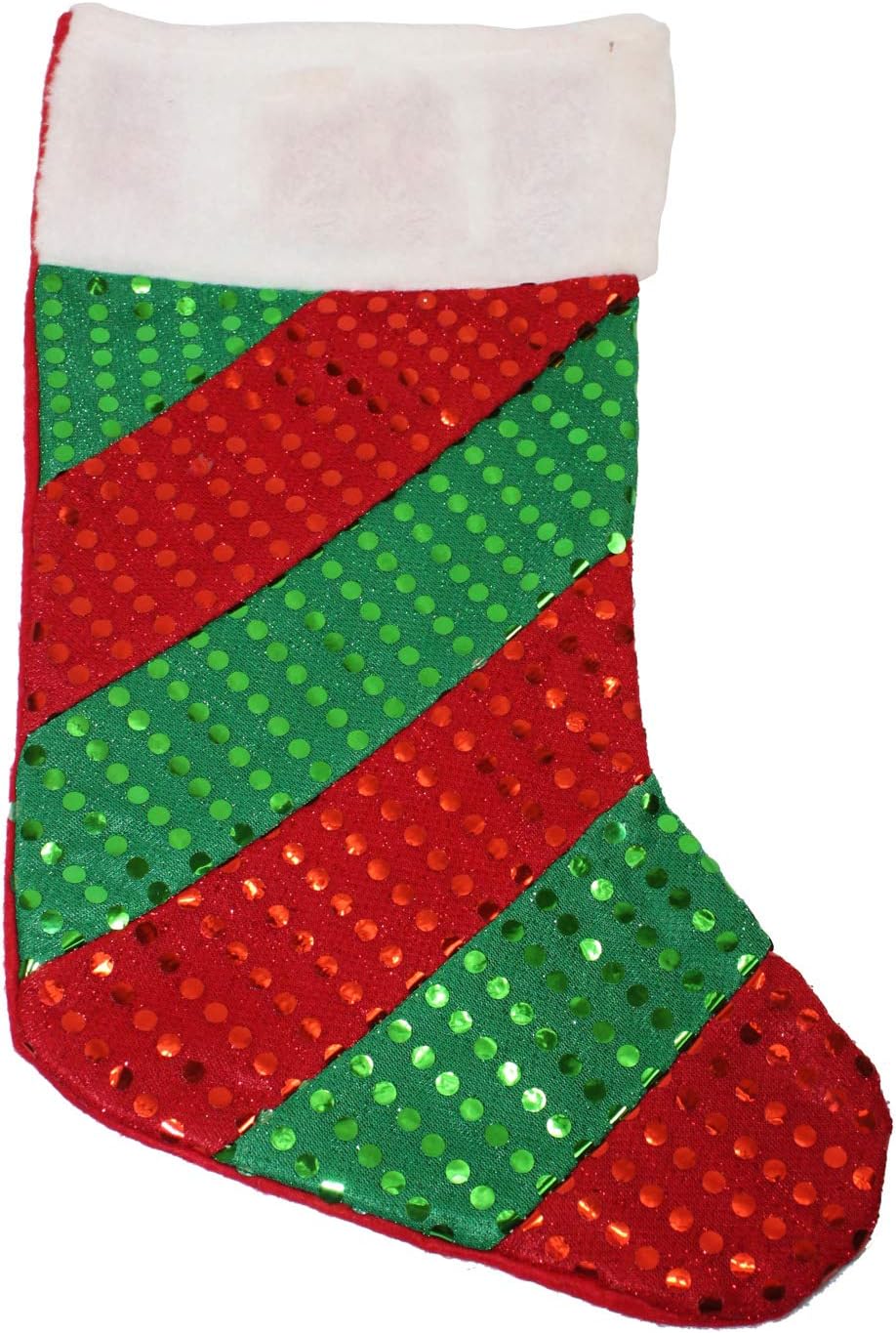 23364 - Festive Dazzling Green and Red Sequin 18-Inch Christmas Stocking |Pod 2-54|