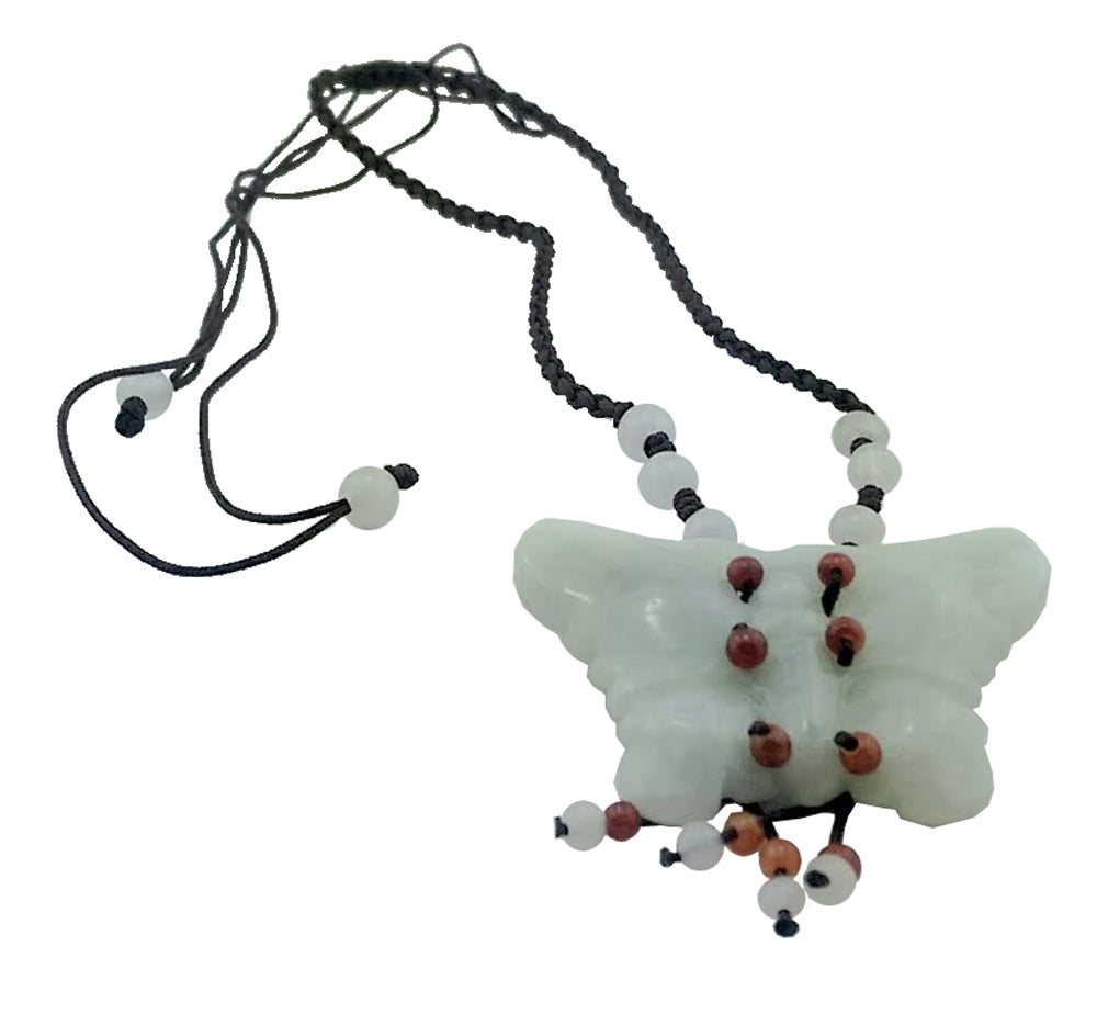 2446 - White Jade Butterfly Necklace - |Clear-20|