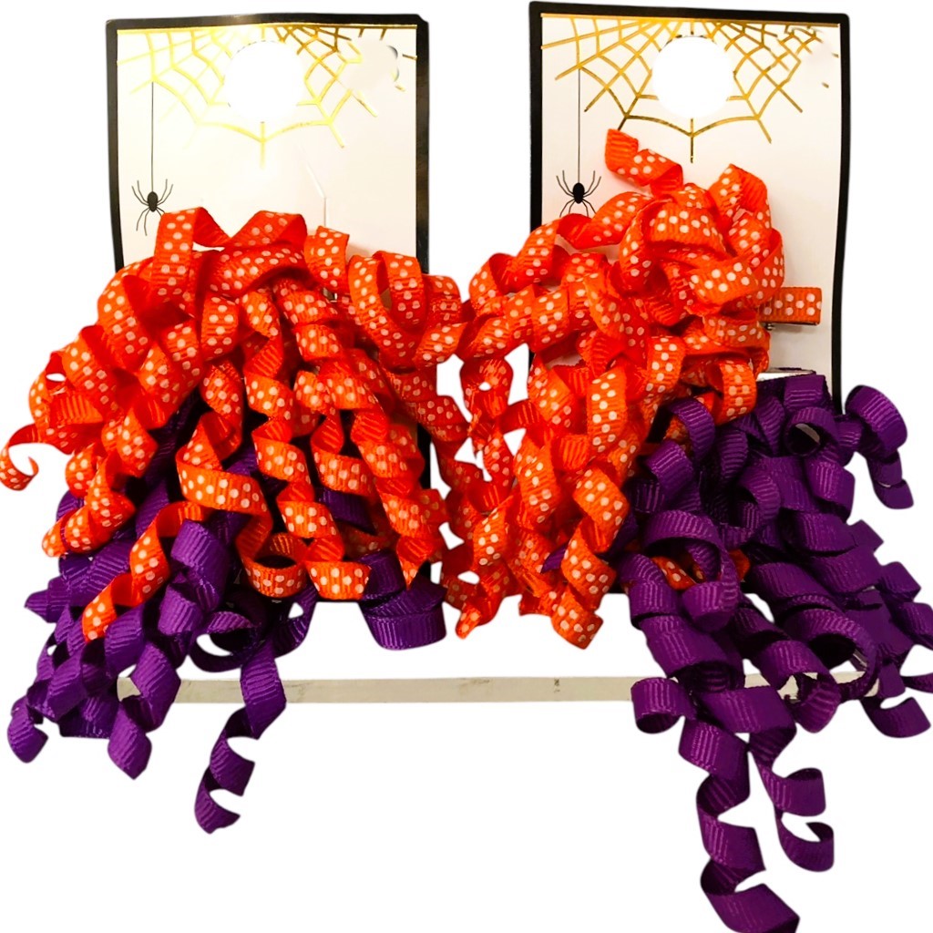 24622 - Orange And Purple Bow Set of 2 Hair Clips |2-16|