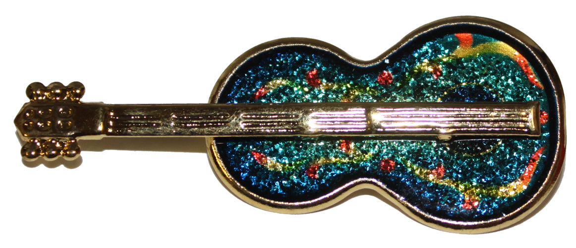 2514 - Lapel Pin 2" Green Guitar - |Clear-153|