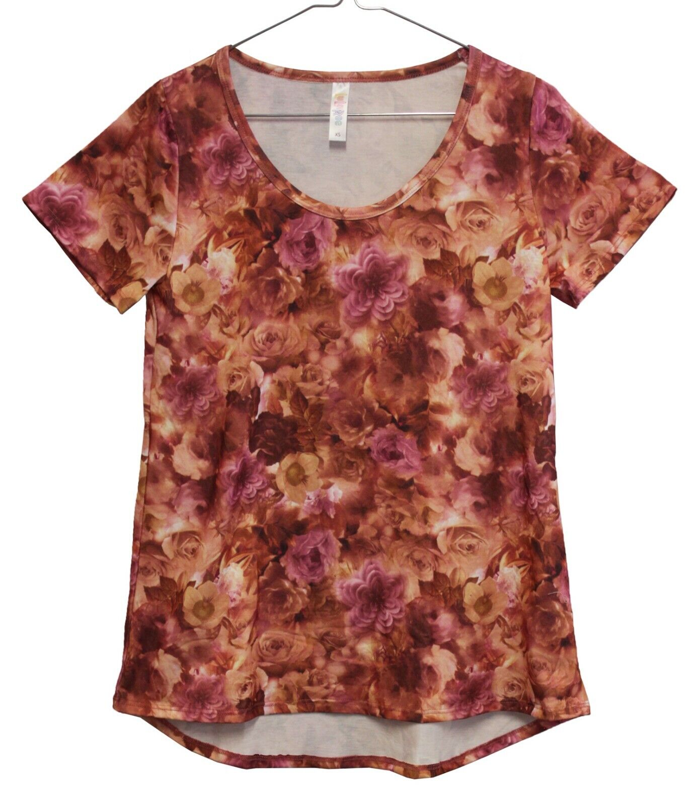 25288 - High-Quality Women's Classic T-Shirt in XS Size with Vibrant Rose Pattern for Casual Wear |BH-HALL|