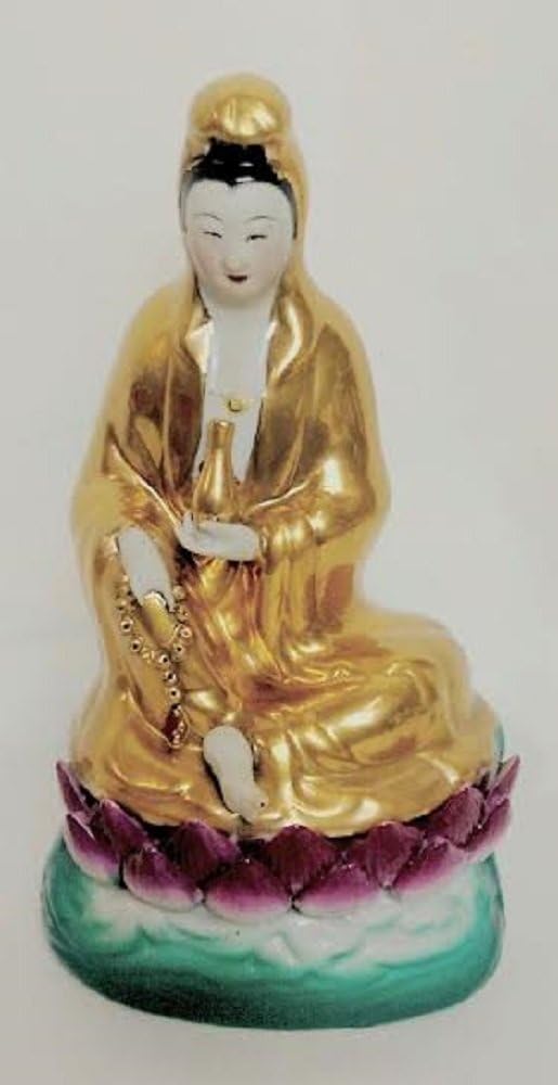 2535 - 8" Gold Quan Yin - Sitting - |X-29|