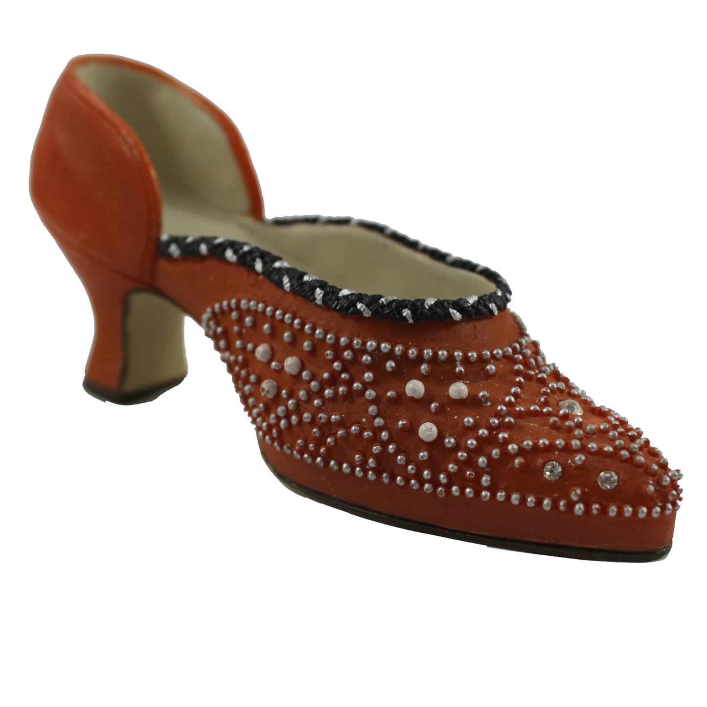 25680 - 4" Terracotta Decorative High-Heeled Slip-On Shoes with Rhinestone Accents |1-27|