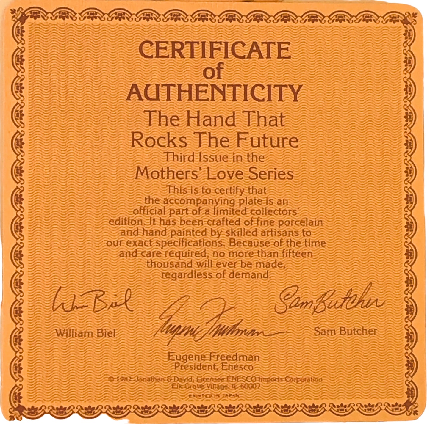 2588 - Precious Moments The Hand That Rocks The Future Plate with Box and Certificate of Authenticity |H-49|