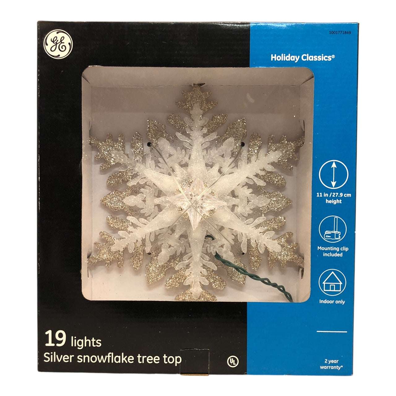 2603 - 19 Lights Silver Snowflake Christmas Tree Topper for Holiday Decor |Pod 2-42|