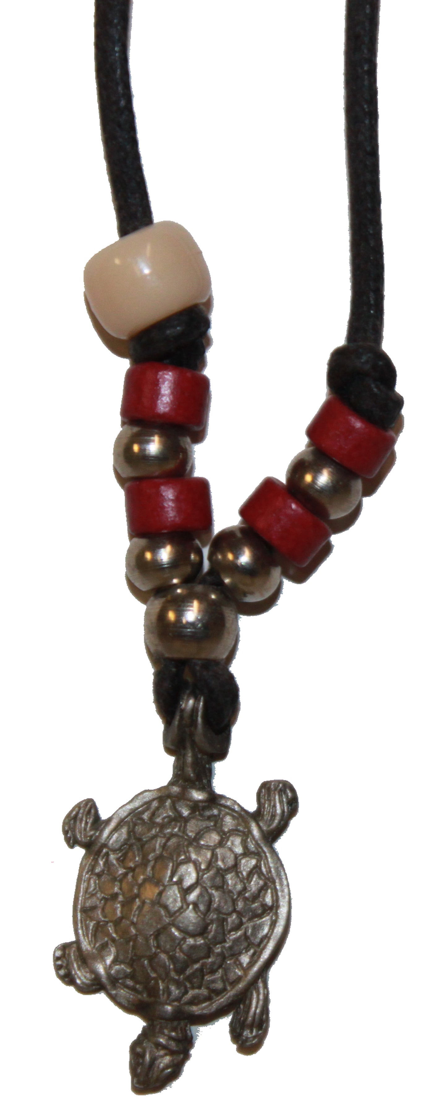 2615 - Pewter Turtle Necklace w/Beads - |Clear-70|