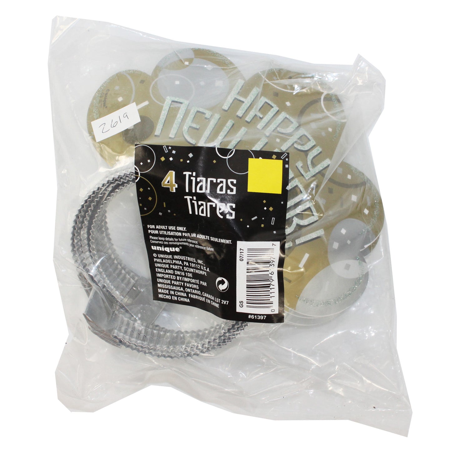 2619 - Happy New Year Tiaras 4 Pack |Pod 1-69|
