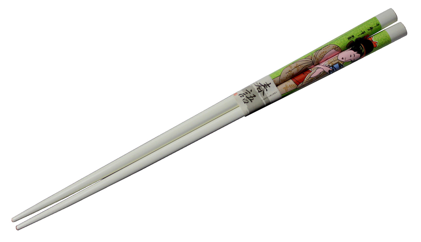2809 - White Chopsticks w Geisha - |AA-11|