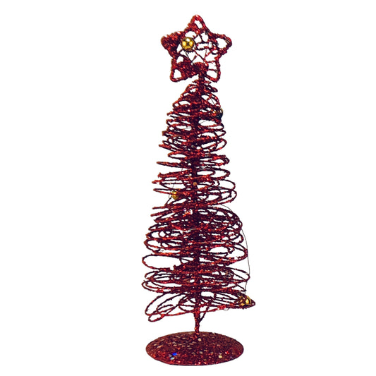 28113 - 8" Metal Spiral Red Tree Set of Two |Pod 2-61|