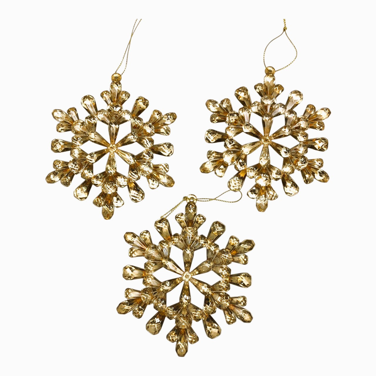 2855 - 4.8" Gold 3 Pack Snowflake Ornament |Pod 1-73|